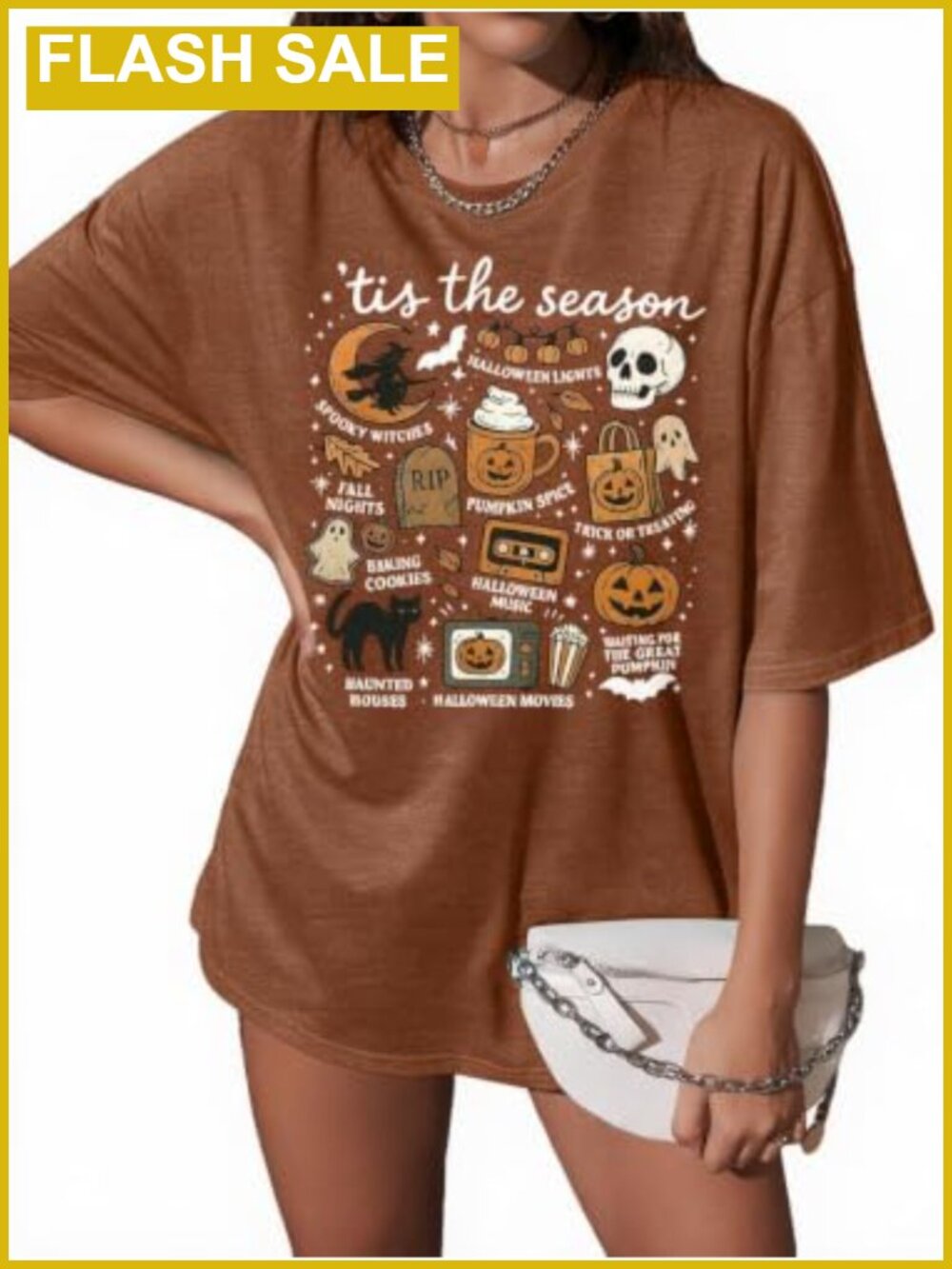 Oversized Halloween T-Shirt Women Spooky Season Ghost Pumpkin Graphic Tee